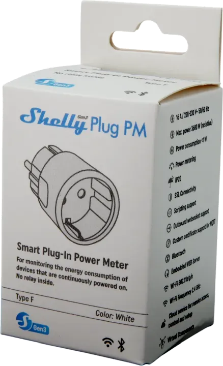 Shelly · Plug & Play "Plug PM Gen3 White" · Smarter Energiezähler · Messfunktion · WLAN · BT · weiß – Bild 7