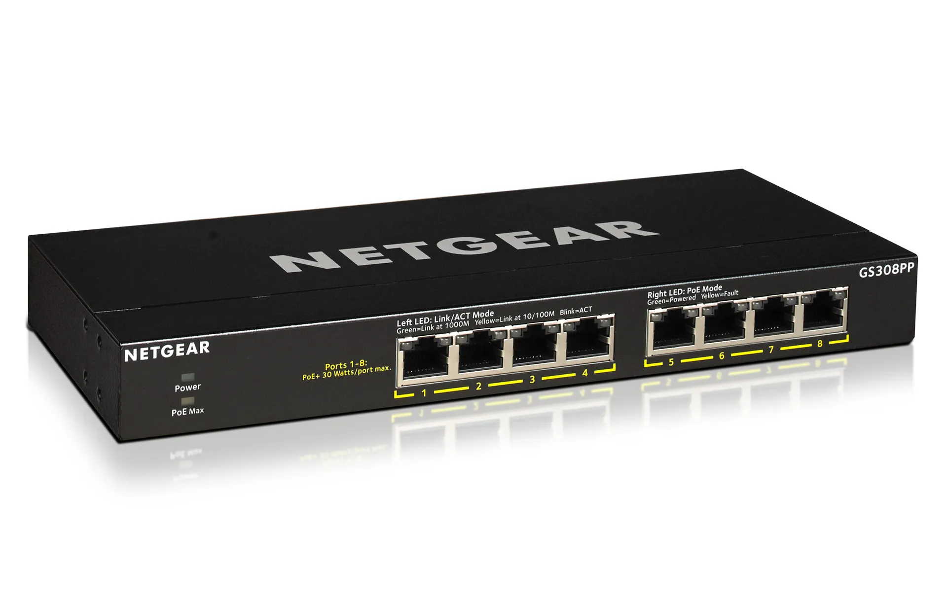 NETGEAR GS308PP Unmanaged Gigabit Ethernet (10/100/1000) Power over Ethernet (PoE) Schwarz – Bild 3