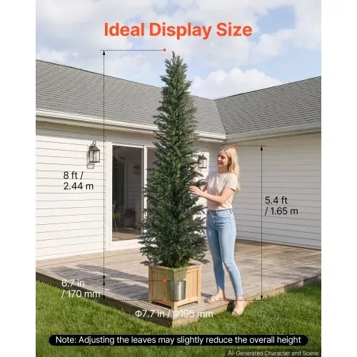 VEVOR Künstliche Pflanze 2 Stk. Künstliche Zypressen mit PP-Topf 2438mm, Dekopflanze für Balkon Büro Veranda Terrase Garten, UV-Beständig, Immergrüner Kunstbaum aus PE, Naturgetreu, Indoor & Outdoor – Bild 2