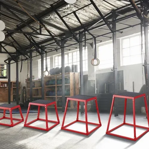 VEVOR 4-teilige Plyometrische Sprungboxen, 305/458/609/762 mm Plyometric Box Rot, Rutschfestes Fitness-Übungs-Step-Up-Box-Set für Heim-Fitness-Training, Konditions-Krafttraining, Jump Training Tragbar – Bild 7