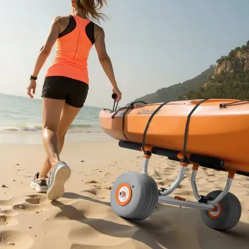VEVOR Kajakwagen, 158 kg, Kanuwagen mit 30,5 cm aufblasbare PU-Reifen & Spanngurt, Bootswagen zum Transportieren von Kajaks, Kanus, Paddleboards, Jon-Booten, Wassersportgeräte, 810x990x570 mm – Bild 7
