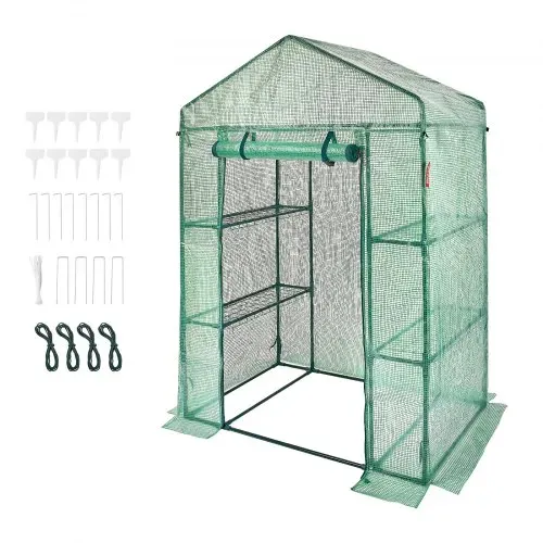 VEVOR Foliengewächshaus 141x74,5x205cm Tomatengewächshaus 15kg Tragfähigkeit Treibhaus Gartenhaus Frühbeet PE-Material Stahlrohr Tomatenhaus Gemüse Gewächshaus mit 4 Regalen Pflanzenhaus – Bild 8