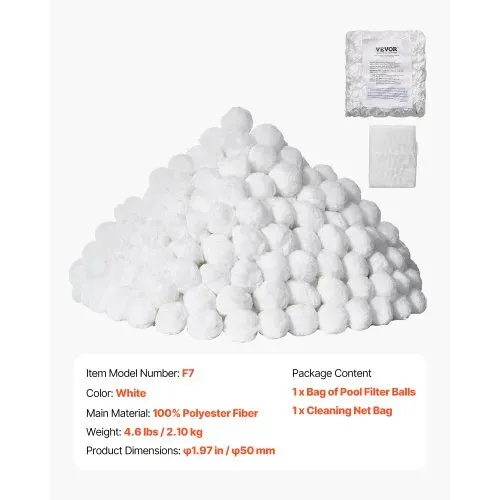 VEVOR Filter Balls für Sandfilter, 2,1 kg, Filterbälle ersetzen Pool-Filtersand, wiederverwendbare Filtermedienbälle aus Polyesterfaser mit Waschbeutel, für Schwimmbecken, Aufstellbecken, Aquarium – Bild 6