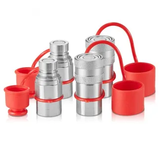 VEVOR 1/2-Zoll-Hydraulikkupplungen mit flacher Oberfläche, 1/2-Zoll-NPT-Hydraulik-Schnellkupplungen für Kompaktlader mit 4 Staubkappen (ISO16028) VEVOR 1/2-Zoll-Hydraulikkupplungen mit flacher Oberfläche, 1/2-Zoll-NPT-Hydraulik-Schnellkupplungen für Kompaktlader mit 4 Staubkappen (ISO16028)