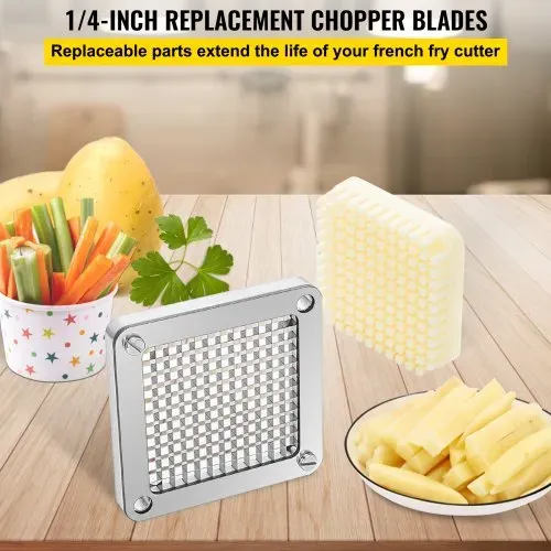 VEVOR Kartoffelschneider Pommes Frites Schneider Ersatz-Häckslermesser 6,4 mm, 3 x Ersatz-Häckslermesser & 6 x Zusätzliche Klingen Pommes Schneider Zubehör VEVOR Kartoffelschneider Pommes Frites Schneider Ersatz-Häckslermesser 6,4 mm, 3 x Ersatz-Häckslermesser & 6 x Zusätzliche Klingen Pommes Schneider Zubehör