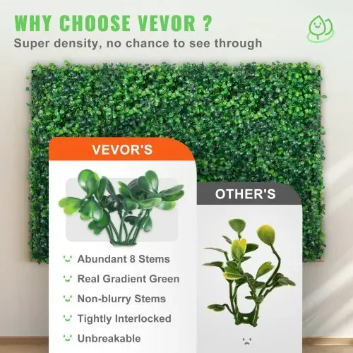 VEVOR Künstliche Pflanzenwand 24 Stk. Sichtschutz Hecke Künstlich Grün, Künstliche Buchsbaumplatte PE, Sichtschutz Kunstpflanzen 60 x 40 cm, Sichtschutzhecke Wanddekoration Pflanzenwand – Bild 3