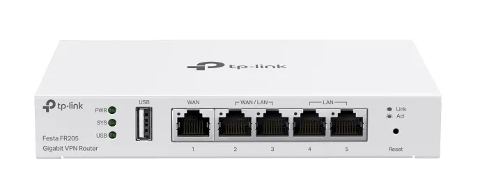 TP-Link Festa FR205 Kabelrouter 10 Gigabit Ethernet, 100 Gigabit Ethernet, Gigabit Ethernet Weiß TP-Link Festa FR205 Kabelrouter 10 Gigabit Ethernet, 100 Gigabit Ethernet, Gigabit Ethernet Weiß