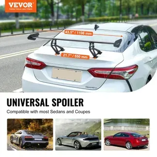 VEVOR GT Wing Autospoiler, 43,3 Zoll Universalspoiler mit Einzeldeck, verstellbares leichtes Aluminium, Auto-Heckspoilerflügel, Rennspoiler BGW/JDM Drift Schwarz VEVOR GT Wing Autospoiler, 43,3 Zoll Universalspoiler mit Einzeldeck, verstellbares leichtes Aluminium, Auto-Heckspoilerflügel, Rennspoiler BGW/JDM Drift Schwarz