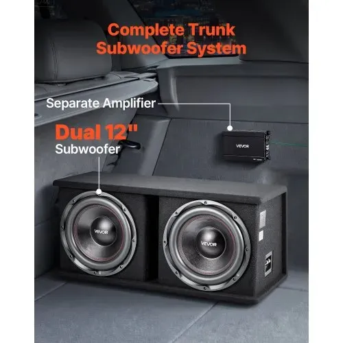 VEVOR Auto Subwoofer Set mit Bestücktem Gehäuse 305 mm, Dual-Subwoofer- und Verstärkerpaket 1200 W RMS, mit Separatem Verstärker & Verkabelungssatz, Leistungsstarkes Car Audio Soundsystem VEVOR Auto Subwoofer Set mit Bestücktem Gehäuse 305 mm, Dual-Subwoofer- und Verstärkerpaket 1200 W RMS, mit Separatem Verstärker & Verkabelungssatz, Leistungsstarkes Car Audio Soundsystem