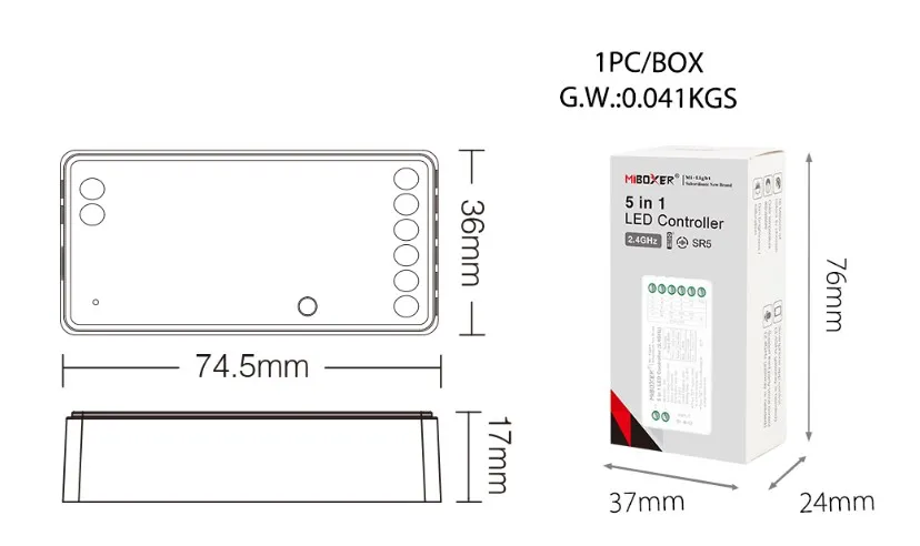 MiBoxer SR5 LED Controller 5in1 RGB-WW (RGB-CCT) DC12~24V WiFi + 2.4G Alexa Serie – Bild 4