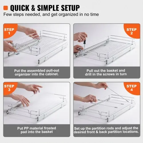 VEVOR ausziehbares Gewürzregal (315x420x85 mm) Spülschrankregal Küchenschrank, Schiebeschublade Waschbecken Gewürzregal Schrank Organizer Unterschrankregal 345x450x185 mm (Einbaumaße) – Bild 4