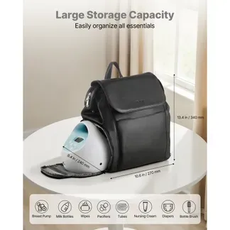 VEVOR Milchpumpen-Rucksack, 320x200x340 mm, mit Kühlakku, passend für S1/S2, Pumpzubehör und Muttermilchaufbewahrung, Wickelrucksack für Arbeit, Reisen und Familiengebrauch, Schwarz VEVOR Milchpumpen-Rucksack, 320x200x340 mm, mit Kühlakku, passend für S1/S2, Pumpzubehör und Muttermilchaufbewahrung, Wickelrucksack für Arbeit, Reisen und Familiengebrauch, Schwarz