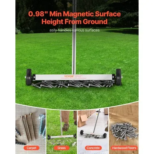 VEVOR Magnetkehrer Magnetkehrmaschine mit Rädern 43 cm, 4,5 kg Tragkraft, Magnetbesen mit verstellbarem Griff, zum Aufheben von Nägeln und Schrauben, Reinigung für Garagen, Dachprojekte – Bild 5