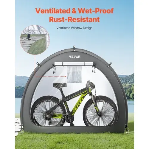 VEVOR Fahrradzelt, 4 bis 5 Fahrräder, geräumige Fahhrradgarage mit belüftetem Fenster, fächerförmige Fahrradschuppe mit hochfestem Fiberglas & Doppeltür, 1706x2133x1524 mm – Bild 5