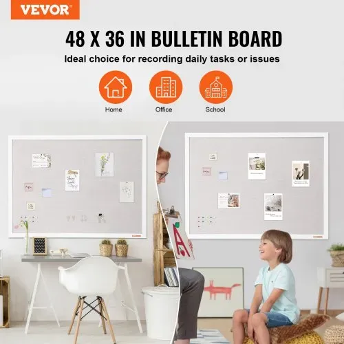 VEVOR 48″x36″ weiße Korktafel mit Leinenoberfläche – stilvolle wandmontierte Pinnwand für Zuhause, Schule, Büro – elegantes und funktionales Schwarzes Brett VEVOR 48″x36″ weiße Korktafel mit Leinenoberfläche – stilvolle wandmontierte Pinnwand für Zuhause, Schule, Büro – elegantes und funktionales Schwarzes Brett