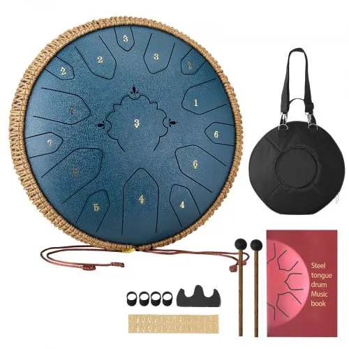 VEVOR Zungentrommel, 33 cm 15-Noten-Regentrommel, C-Dur-Musiktrommeln mit Notenbuch & Schlägeln, Steel Tongue Drum für Meditation, Yoga, musikalische Ausbildung für Anfänger, Marineblau VEVOR Zungentrommel, 33 cm 15-Noten-Regentrommel, C-Dur-Musiktrommeln mit Notenbuch & Schlägeln, Steel Tongue Drum für Meditation, Yoga, musikalische Ausbildung für Anfänger, Marineblau