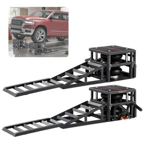 VEVOR Air tragbare Autohebebühnen 2 Stk. 5 t, max. Hubhöhe 32 cm, pneumatische Rampenheber mit Luftfederung & Radkeile & Verlängerungsrampen & erhöhte Säulen, für Limousinen SUVs Pickups VEVOR Air tragbare Autohebebühnen 2 Stk. 5 t, max. Hubhöhe 32 cm, pneumatische Rampenheber mit Luftfederung & Radkeile & Verlängerungsrampen & erhöhte Säulen, für Limousinen SUVs Pickups
