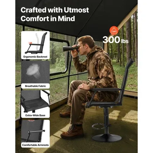 VEVOR Faltstuhl Campingstuhl Anglerstuhl mit gepolsterten Armlehnen, höhenverstellbarer Klappstuhl Gartenstuhl (136 kg belastbar) 360° geräuschlos drehbar, für Picknick Garten Outdoor Angeln VEVOR Faltstuhl Campingstuhl Anglerstuhl mit gepolsterten Armlehnen, höhenverstellbarer Klappstuhl Gartenstuhl (136 kg belastbar) 360° geräuschlos drehbar, für Picknick Garten Outdoor Angeln