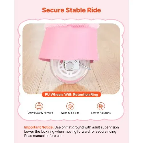 VEVOR Reitpferd auf Rollen 80cm, 50kg Belastbares Stehpferd mit Soundfunktion, Spielpferd mit Erhöhtem Sitz Griffen Pedalen, Rosa Einhorn mit Regenbogenmähne zum Reiten für Kinder Mädchen 3-8 Jahren – Bild 3