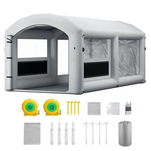 VEVOR Aufblasbare Lackierkabine 6x3x2,5 m Spritzkabine Lackierzelt Grau, mit 550-W- & 750-W-Gebläse Aktivkohlefiltration PVC-Fenster für ATV Motorrad & Mittelgroße Möbel Tragbar – Bild 8