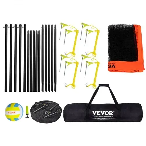 VEVOR Volleyballnetz Höhenverstellbares Volleyballnetz Set, 4,3 x 2,2 m Tragbarer Beachvolleyball-Netz, Orange Volleyballnetz Faltbare Volleyballnetz mit Volleyball & Tragetasche, für Garten, Strand – Bild 8