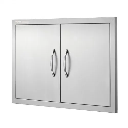 VEVOR Grill-Zugangstür, 711 x 482 mm, Doppelte Außenküchentür, Flächenbündig Montierte Edelstahltür, Vertikale Wandtür mit Griffen, für Grillinsel, Grillstation, Außenschrank – Bild 9