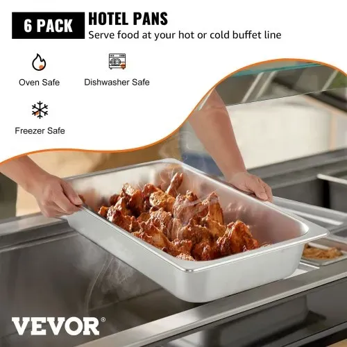 VEVOR Edelstahl Behälter 6 Stk. Speisebehälter Essens Behälter, Antihaft Teller, 537 x 330 x 90 mm kommerzieller Warmhaltebehälter für Speisen, Torten, Aufläufe, Hotelpfanne Tisch Food Pan VEVOR Edelstahl Behälter 6 Stk. Speisebehälter Essens Behälter, Antihaft Teller, 537 x 330 x 90 mm kommerzieller Warmhaltebehälter für Speisen, Torten, Aufläufe, Hotelpfanne Tisch Food Pan