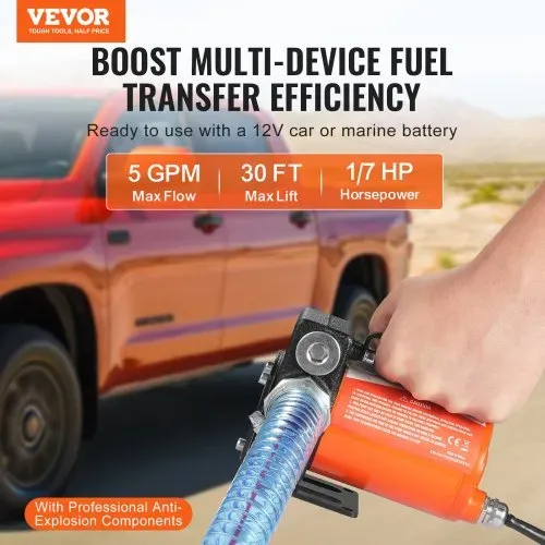 VEVOR Dieselpumpe, 12 V DC, 5 GPM, 1/7 PS, Heizölpumpe mit automatischer Abschaltung der Pistole, Umfüllpumpe, langer Einlass- und Auslassschlauch für Benzin, Diesel, Kerosin, Methanol-Mischungen VEVOR Dieselpumpe, 12 V DC, 5 GPM, 1/7 PS, Heizölpumpe mit automatischer Abschaltung der Pistole, Umfüllpumpe, langer Einlass- und Auslassschlauch für Benzin, Diesel, Kerosin, Methanol-Mischungen