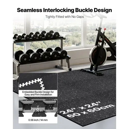 VEVOR 24 x Puzzlematte Bodenschutzmatte 610 x 610 x 14 mm, Hochdichte EVA-Schaumstoffmatte, Ineinandergreifende Fitnessmatte Gymnastikmatte Sportmatte, Trainingsmatte (Schwarz) mit Grauen Punkten – Bild 4