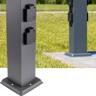 Steckdosensäule 4-fach, IP44, Anthrazit 250V~/ 16A, 13x13x40cm Steckdosensäule 4-fach, IP44, Anthrazit 250V~/ 16A, 13x13x40cm