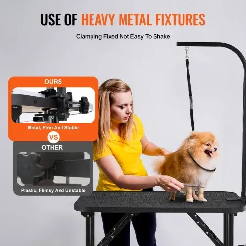 VEVOR Trimmtisch 875x472x1533mm Schertisch Edelstahl Hundepflegetisch 99,8kg Tragfähigkeit Frisiertisch Hund Faltbar Tierpflegetisch 807,7x459,7mm Desktop Ideal für Baden Trimmen Trocknen Bürsten – Bild 2
