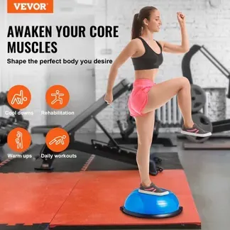 VEVOR Halb-Gymnastikball-Trainer, 584 mm Balance Ball Trainer, 300 kg Tragkraft Stabilitätsball, Yoga-Ball mit Widerstandsbändern und Fußpumpe, Kraft-Fitnessball für das Heim-Fitnessstudio, Blau VEVOR Halb-Gymnastikball-Trainer, 584 mm Balance Ball Trainer, 300 kg Tragkraft Stabilitätsball, Yoga-Ball mit Widerstandsbändern und Fußpumpe, Kraft-Fitnessball für das Heim-Fitnessstudio, Blau