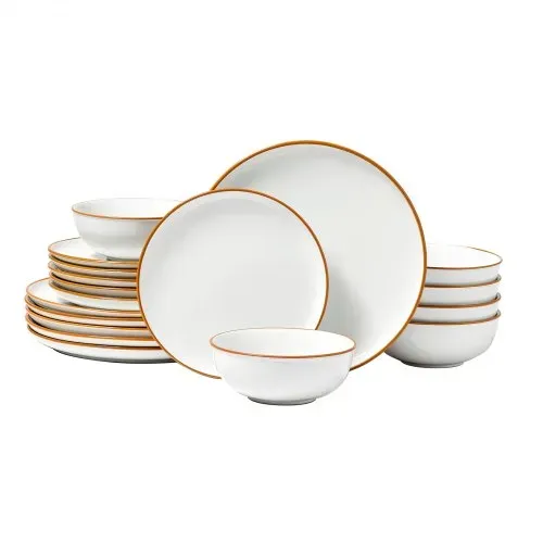 VEVOR Geschirrset für 6 Personen (18-tlg.) runde Teller- und Schüssel-Sets, Essgeschirr aus Keramik, spülmaschinen- und mikrowellengeeignetes Küchengeschirr, für Dessert Salat Suppe Pasta, weiß – Bild 8