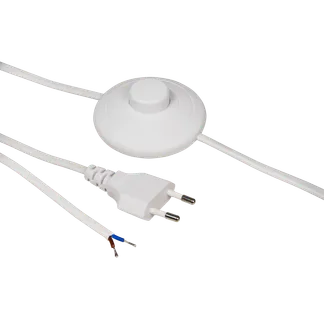 Euro-Netzkabel McPower mit Fußschalter und blanken Enden, 2m, weiß Euro-Netzkabel McPower mit Fußschalter und blanken Enden, 2m, weiß