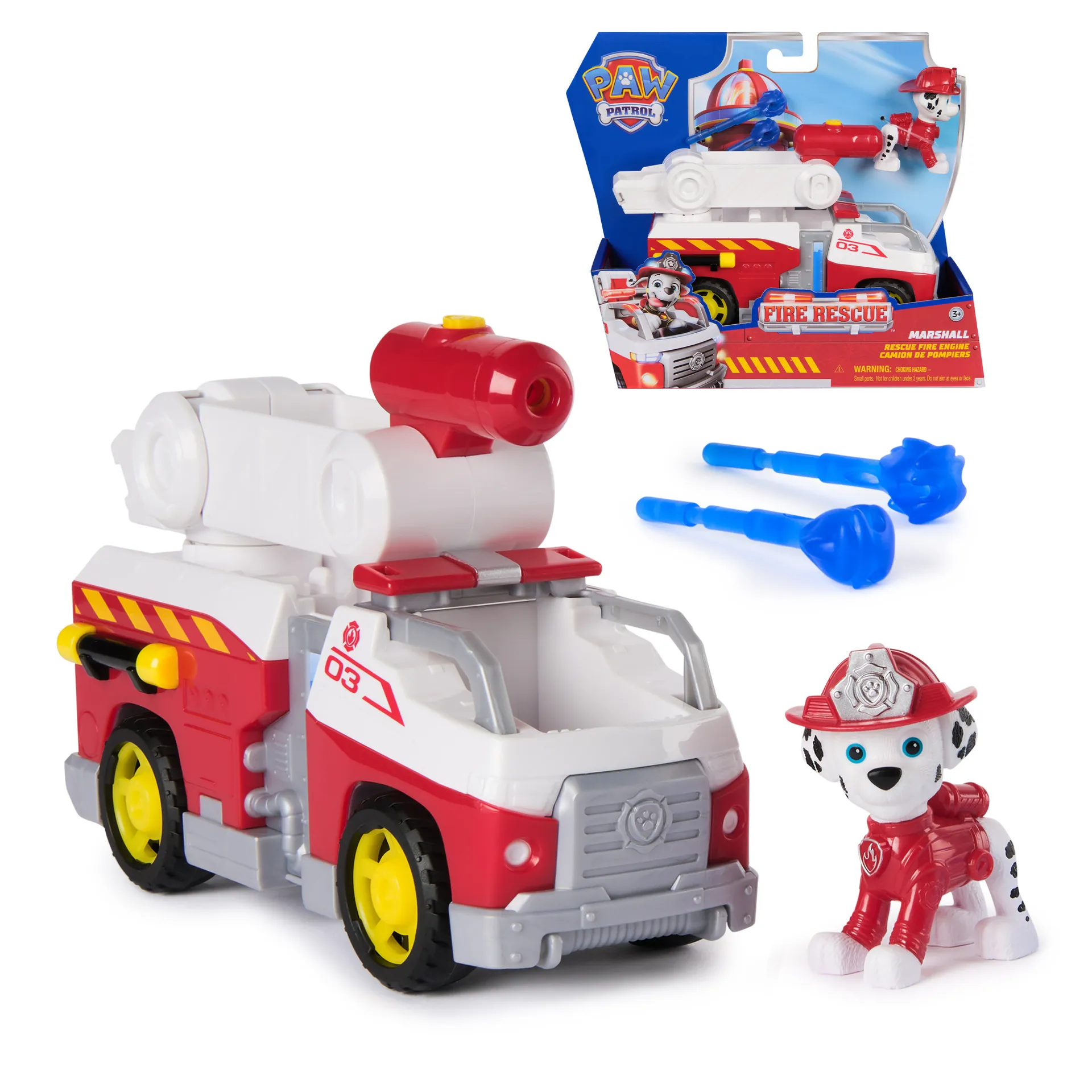 PAW Patrol Fire Rescue – Marshalls Feuerwehr-Fahrzeug mit kippbarer Leiter, Geschoss-Abwurf und Marshall Hundefigur PAW Patrol Fire Rescue – Marshalls Feuerwehr-Fahrzeug mit kippbarer Leiter, Geschoss-Abwurf und Marshall Hundefigur