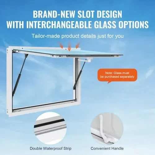 VEVOR Imbissfenster für Imbisswagen 1220 x 915 mm Servicefenster aus Aluminiumlegierung für Imbisswagen, bis zu 85° schwenkbares Servierfenster mit Markisentür & Zughaken, für Imbisswagen – Bild 2
