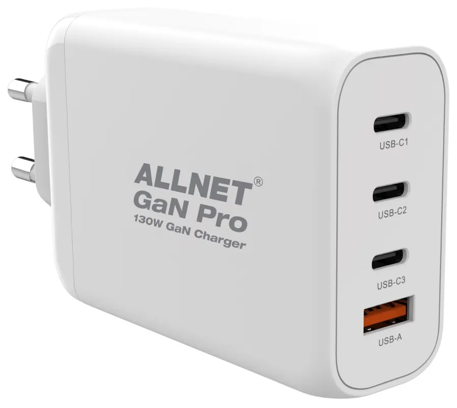ALLNET Ersatznetzteil QC USB-C PD GaN Netzteil Power Supply 130 Watt 1x USB Typ-A QC, 3x USB Typ-C**EU PLUG** – Bild 4