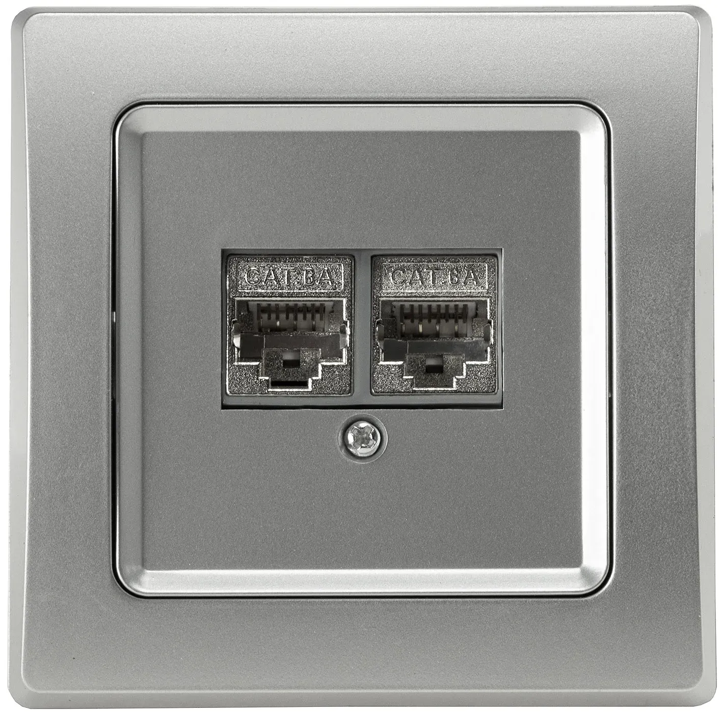 DELPHI Netzwerk-Dose 2x CAT6 inkl. Rahmen, UP, silber DELPHI Netzwerk-Dose 2x CAT6 inkl. Rahmen, UP, silber