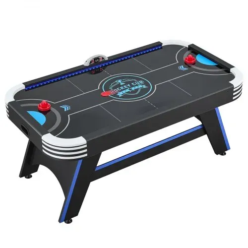 VEVOR Airhockeytisch 183 x 102 x 79 cm MDF Elektrischer Hockeytisch Schwarz Geeignet für Familien und Spieleabende, Elektronisches Punktesystem, LED-Beleuchtung, Eckenschutz und Verstellbare Standfüße – Bild 9