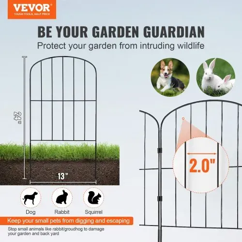 VEVOR 10x Dekorativer Gartenzaun 61x33cm Oberbogen Metallzaun aus Kohlenstoffstahl Steckzaun 5,08cm Spike-Abstand Hundezaun Gitterzaun Beetzaun Zaun Metall Zaunelementen inkl. Befestigungsmaterial VEVOR 10x Dekorativer Gartenzaun 61x33cm Oberbogen Metallzaun aus Kohlenstoffstahl Steckzaun 5,08cm Spike-Abstand Hundezaun Gitterzaun Beetzaun Zaun Metall Zaunelementen inkl. Befestigungsmaterial