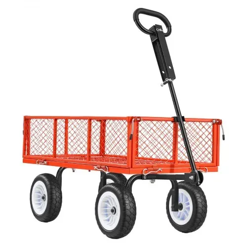 VEVOR Bollerwagen 408,2 kg Tragkraft, Gartenwagen mit PU-Reifen, Handwagen mit Verstellbarem Griff, Abnehmbaren Seitenwänden, Transportwagen zur Befestigung an ATV oder Traktor, Rot – Bild 9