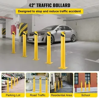 VEVOR Sicherheitspoller Stahlpollerpfosten 106,68 cm H 11,43 cm D Gelbe Schilder Rohrstahlbarriere VEVOR Sicherheitspoller Stahlpollerpfosten 106,68 cm H 11,43 cm D Gelbe Schilder Rohrstahlbarriere