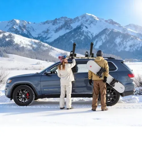 VEVOR 2 x Skiboard Snowboard Dachträger für bis zu 6 Paar Ski/4 Snowboards, 2-tlg. abschließbarer Skidachträger Autodachträgerhalte mit Gummipolsterung, Skihalter für die meisten Querträger – Bild 7