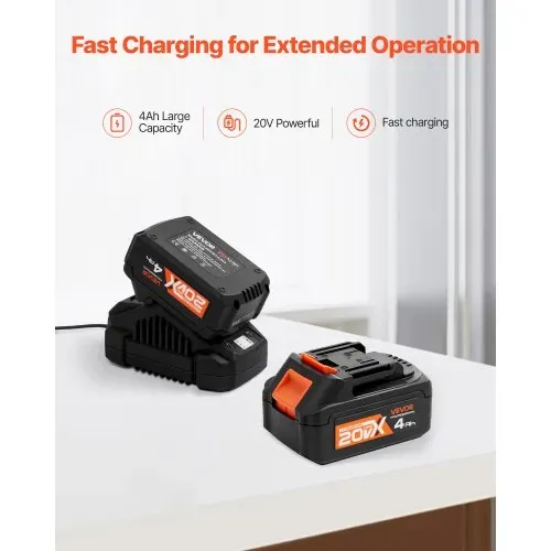 VEVOR 20 V bürstenloser Akku-Bohrhammer kabellos, Lithium-Ionen 26 mm Bohrhammer, SDS-Plus Elektro-Leichtbausatz mit Akku & Ladegerät & Tragekoffer, 4 Funktionen 1200 U/min 5300 BPM – Bild 5