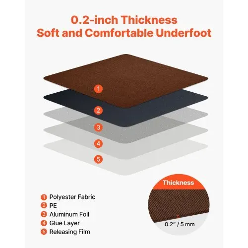 VEVOR Teppichfliesen 609,6 x 609,6 x 5 mm, 20er-Pack, selbstklebender Teppichboden mit Fläche von 7,4 m², Teppich Bodenbelag, einfacher DIY-Austausch für Wohnzimmer und Büro, Dunkelbraun – Bild 2