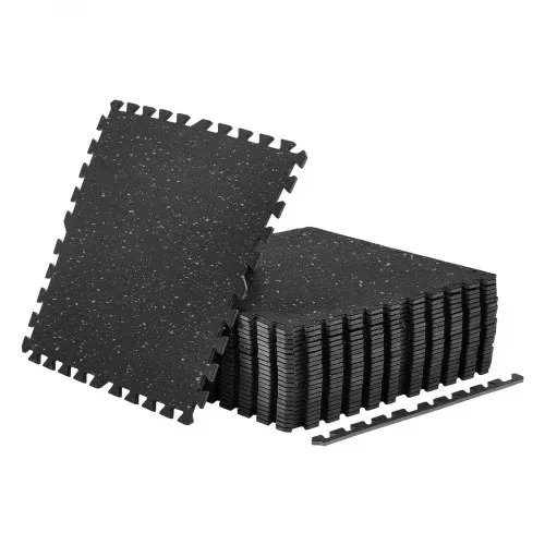 VEVOR 24 x Puzzlematte Bodenschutzmatte 61 x 61 x 1 cm, Hochdichte EVA-Schaumstoffmatte, Ineinandergreifende Fitnessmatte Gymnastikmatte Sportmatte, Trainingsmatte (Schwarz) mit Grauen Punkten – Bild 9