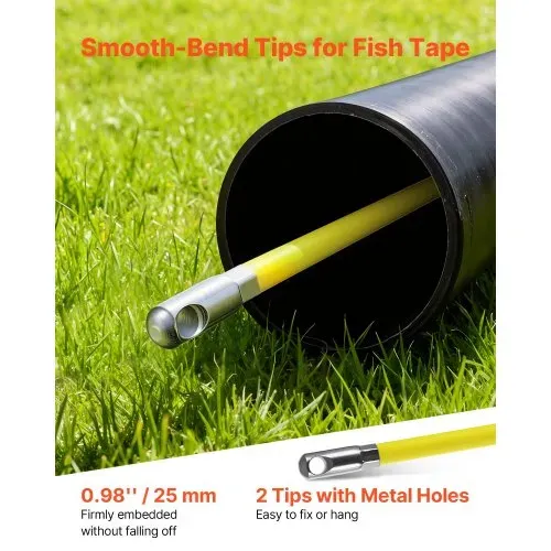 VEVOR Fiberglas Kabel Rad 100 m Ø6,3mm Glasfaserstab, Fischband mit Ständer, Kabeleinziehhilfe mit Markierungen, Kabeleinfädler, Kabelzieher für Wände & Elektroinstallationsrohre, Nichtleitend – Bild 5