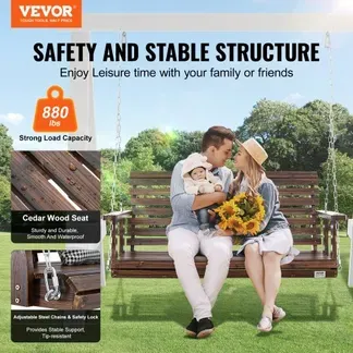 VEVOR Hollywoodschaukel Zedernholz, 1370x710x600mm, Terrassenschaukel für Hof und Garten, verbesserte Tragkraft von ca. 400 kg, robuste Schaukelstuhlbank mit Aufhängeketten für den Außenbereich, Braun VEVOR Hollywoodschaukel Zedernholz, 1370x710x600mm, Terrassenschaukel für Hof und Garten, verbesserte Tragkraft von ca. 400 kg, robuste Schaukelstuhlbank mit Aufhängeketten für den Außenbereich, Braun