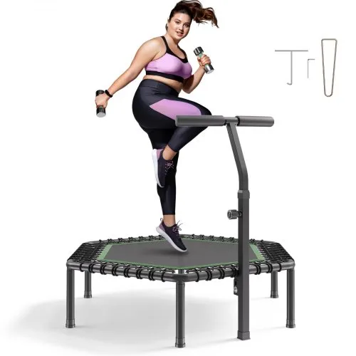 VEVOR Fitnesstrampolin Indoor für Erwachsene, Minitrampolin mit 205 kg Traglast, 1385 mm Rebounder-Trampolin mit 3-stufig Höhenverstellbarem Haltegriff und Schaumstoffgriff, Heimtrainer Sportgerät VEVOR Fitnesstrampolin Indoor für Erwachsene, Minitrampolin mit 205 kg Traglast, 1385 mm Rebounder-Trampolin mit 3-stufig Höhenverstellbarem Haltegriff und Schaumstoffgriff, Heimtrainer Sportgerät