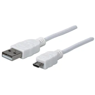 Manhattan Hi-Speed USB Micro-B Anschlusskabel, USB 2.0, Typ A Stecker – Micro-B Stecker, 480 Mbps, 1 m, weiß Manhattan Hi-Speed USB Micro-B Anschlusskabel, USB 2.0, Typ A Stecker – Micro-B Stecker, 480 Mbps, 1 m, weiß